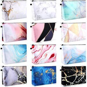 12 Pieces Cosmetic Makeup Bags Printed Roomy Toiletry Waterproof Beauty